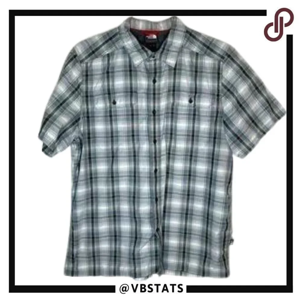 Large‎ North Face Gray-Blue-Black SS Outdoor Adventure Shirt